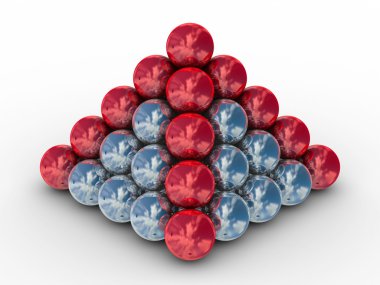 Pyramid from metal spheres on a white clipart