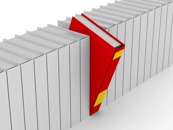 Um livro vermelho único. Imagem 3D isolada — Fotografia de Stock