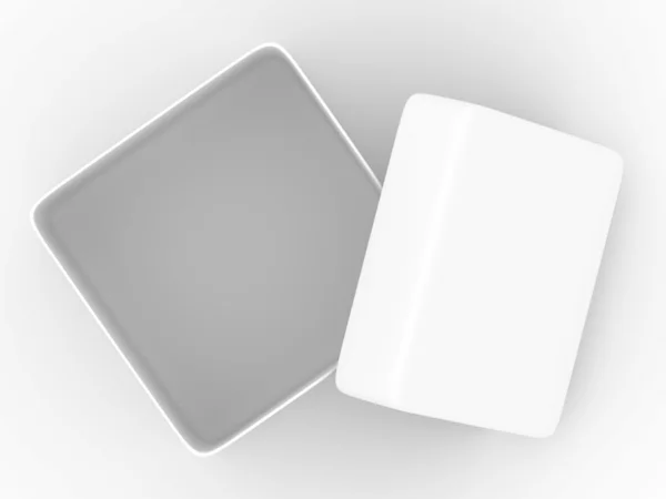 Offene Schachtel auf weißem Hintergrund. Ansicht von oben. — Stockfoto