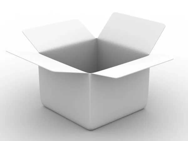 Offene Box auf weißem Hintergrund — Stockfoto