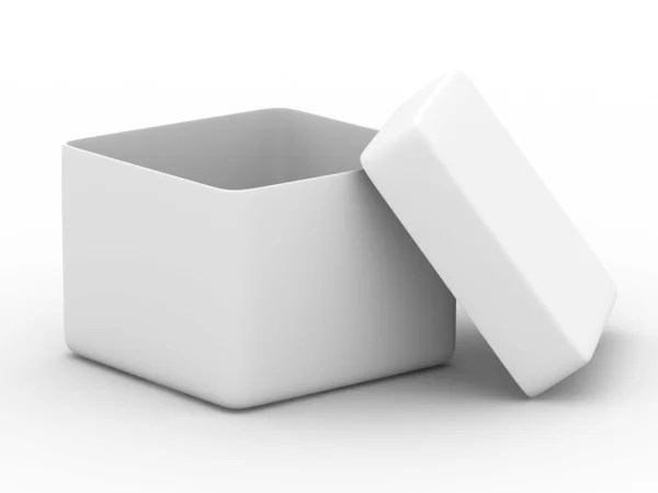 Offene Box auf weißem Hintergrund — Stockfoto
