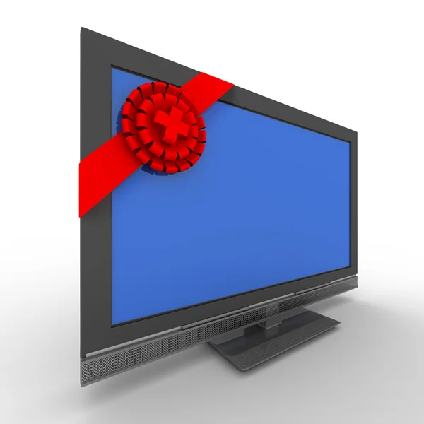TV in gift op witte achtergrond. geïsoleerd — Stockfoto