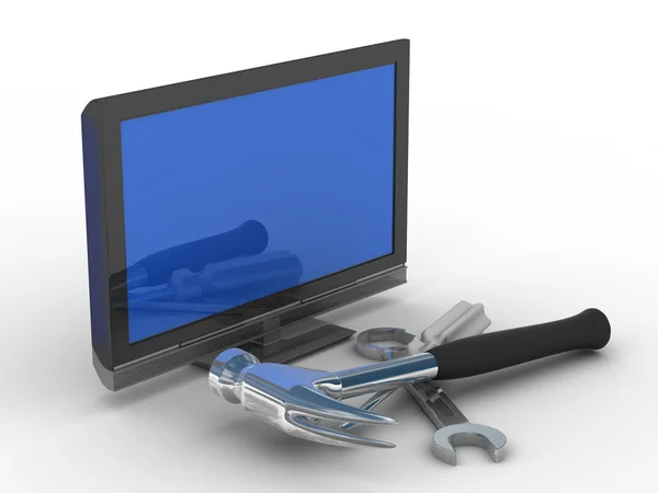 TV reparation. teknisk service — Stockfoto
