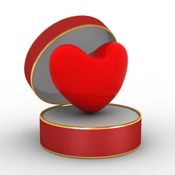 Srdce v dárkovém balení. 3D obrázek. — Stock fotografie