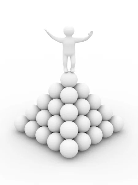 Man on a pyramid. Isolated 3D image — Stock Photo, Image