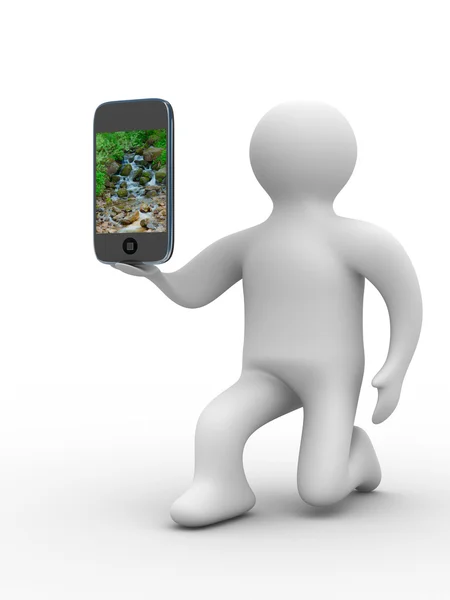 Uomo e telefono. Immagine 3D isolata — Foto Stock