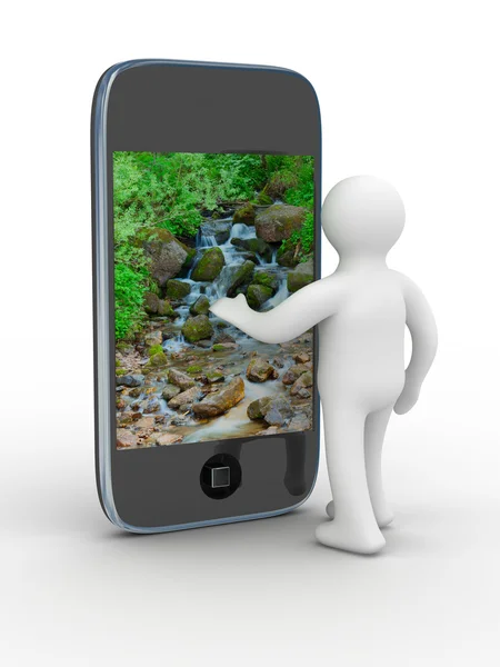 Muž a telefon. izolované 3d obraz — Stock fotografie