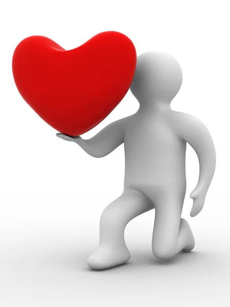 Il cuore in un dono. Immagine 3D isolata . — Foto Stock