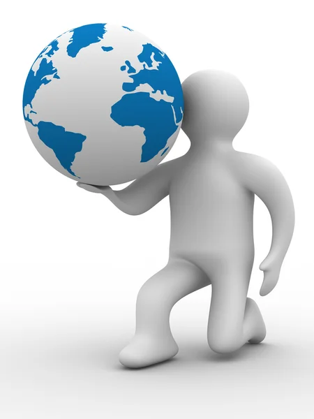 Person give a globe. 3D image. Isolated — Stock Photo, Image