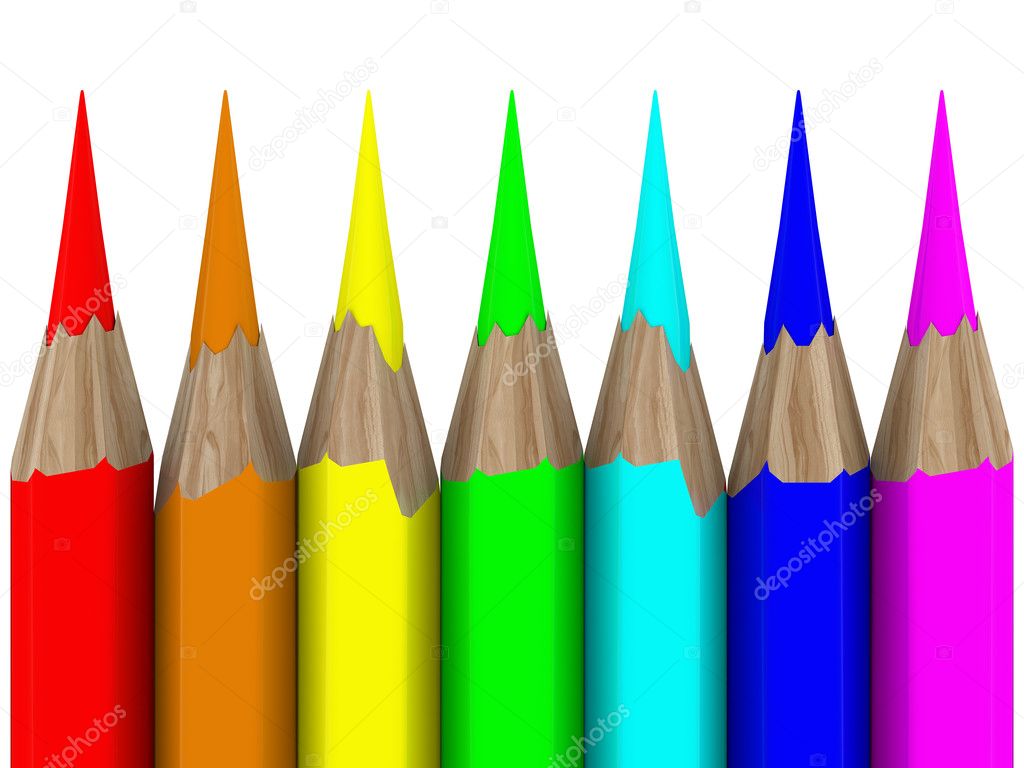 Set of pencils on white background