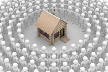 Group of round wooden small house clipart