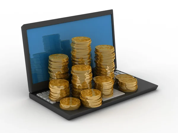 Computer en cashes. geïsoleerde 3D-beeld — Stockfoto