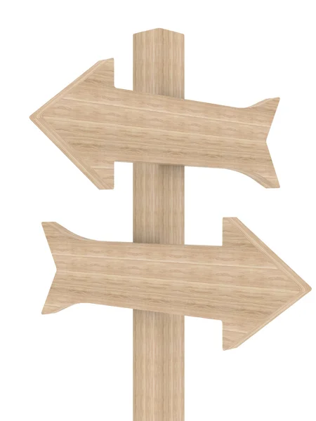 Marcador direcional de madeira em um branco — Fotografia de Stock