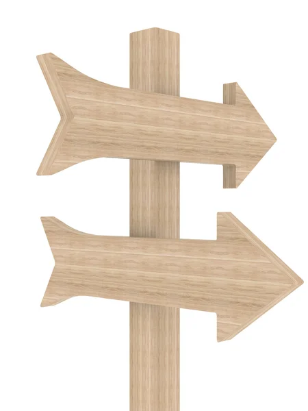 Marcador direcional de madeira em um branco — Fotografia de Stock