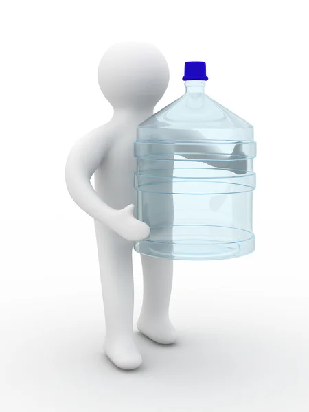 Mężczyzna niesie ze sobą butelkę. na białym tle obraz 3d — Zdjęcie stockowe
