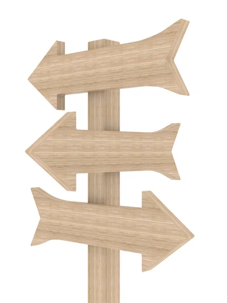 Marcador direccional de madera sobre un blanco —  Fotos de Stock