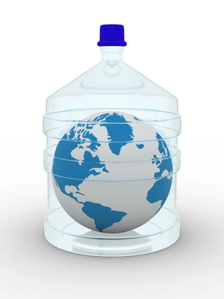 Globe in fles op witte achtergrond. — Stockfoto