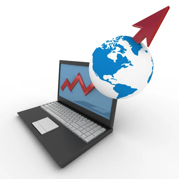 Laptop. conceito de crescimento financeiro. 3D — Fotografia de Stock