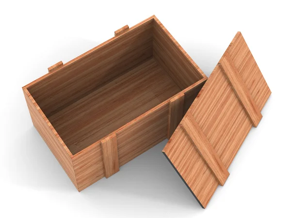 Offene Schachtel auf weißem Hintergrund. 3D-Bild — Stockfoto