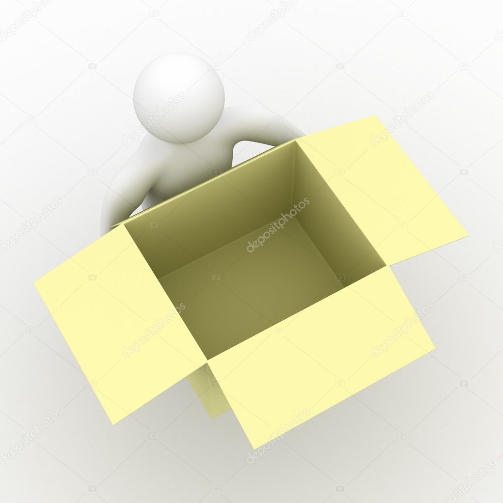 Loader hold empty box. Isolated 3D image