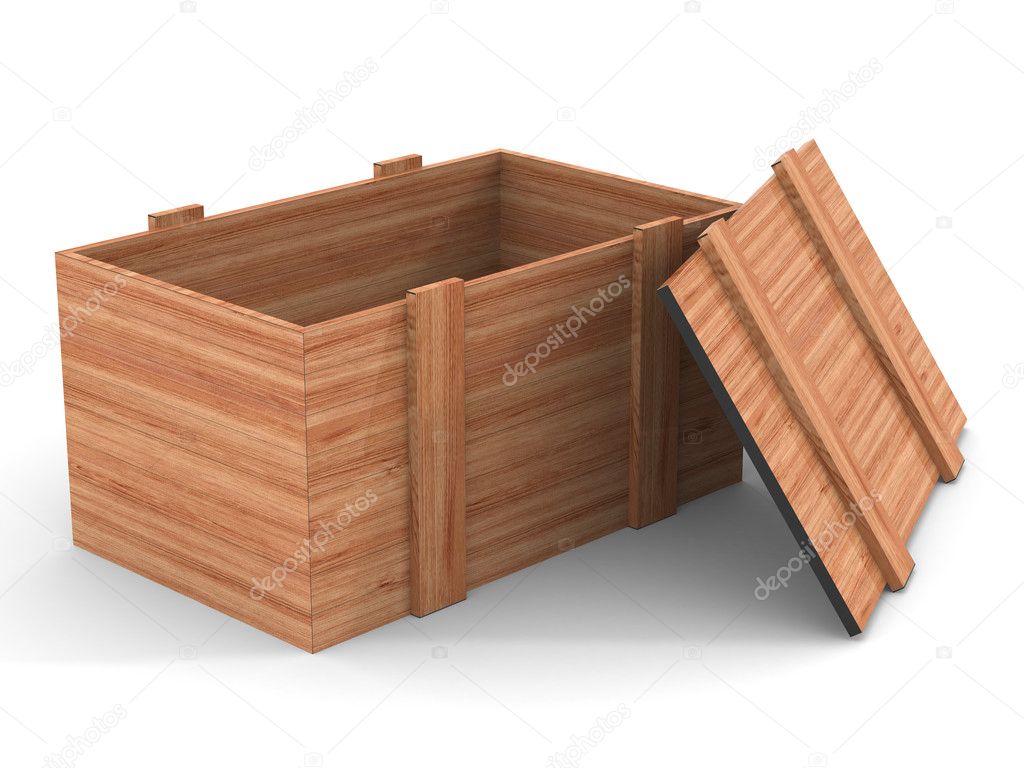 Open box on a white background. 3D image