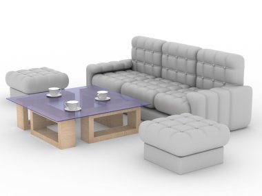 Interior of a living room. 3D image. clipart