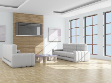 Interior of a living room. 3D image. clipart