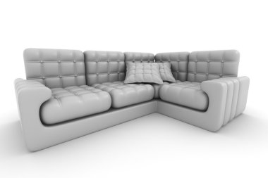 Isolated leather sofa. An interior. 3D clipart