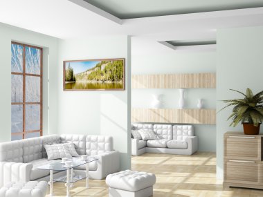 Interior of a living room. 3D image. clipart