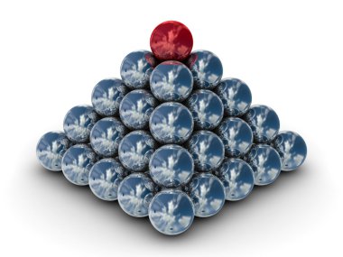 Pyramid from metal spheres on a white clipart