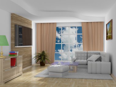 Interior of a living room. 3D image. clipart