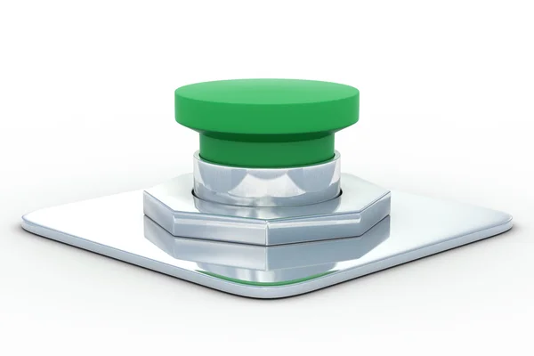 Botão verde em um fundo branco — Fotografia de Stock