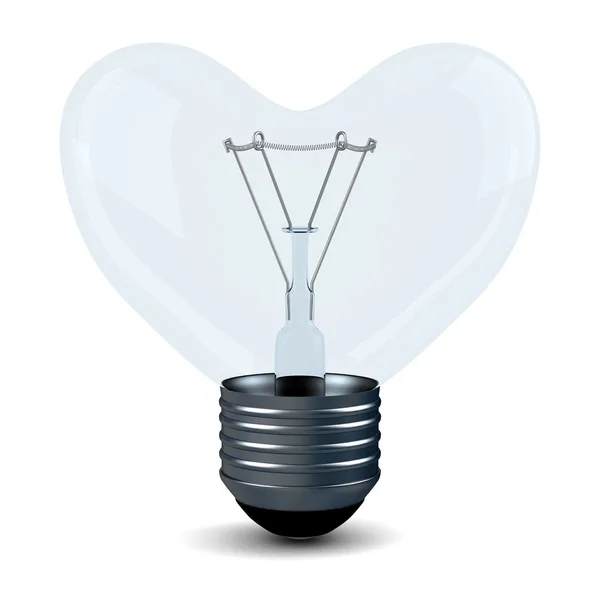 Bir kalp şeklinde elektrikli ampul — Stok fotoğraf