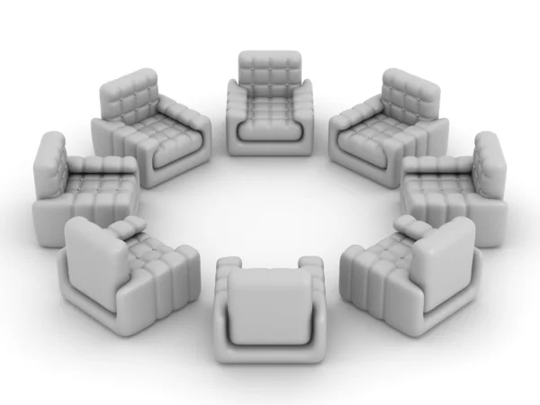 Nyolc fotel körül álló — Stock Fotó