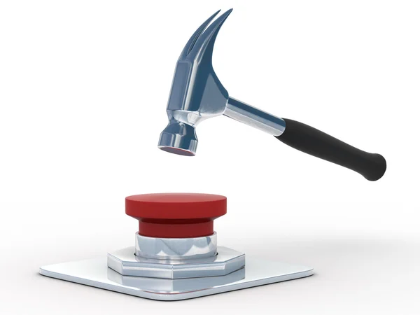Hammer in knop. isoladet 3D-beeld — Stockfoto