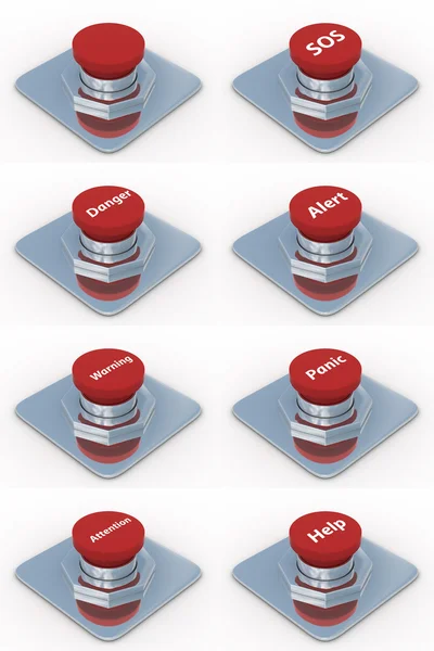 Establecer botones rojos sobre un fondo blanco . —  Fotos de Stock