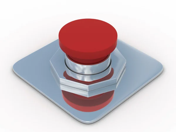 Botão vermelho sobre um fundo branco. 3D — Fotografia de Stock