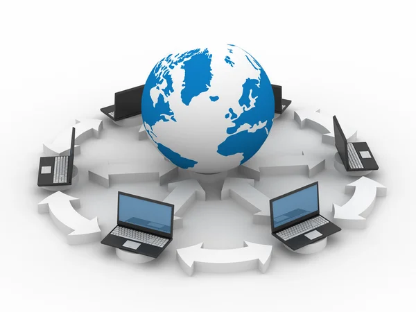 Globalną sieć internet. na białym tle 3d — Zdjęcie stockowe
