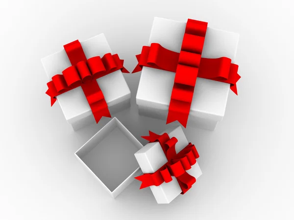 Witte geschenkdozen. geïsoleerde 3D-beeld. — Stockfoto