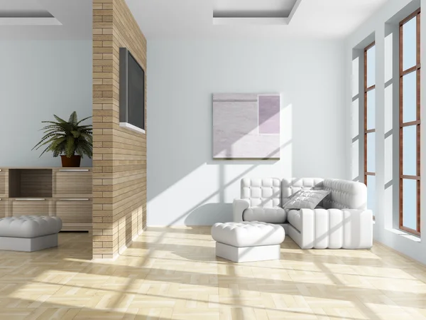 Interiér obývacího pokoje. 3D obrázek. — Stock fotografie