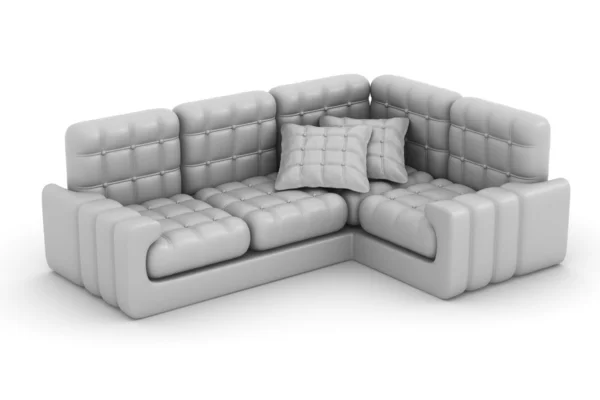 Na białym tle skórzaną sofą. wnętrza — Zdjęcie stockowe