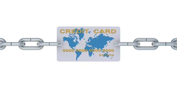 Tarjeta de crédito en una cadena. Imagen 3D — Foto de Stock