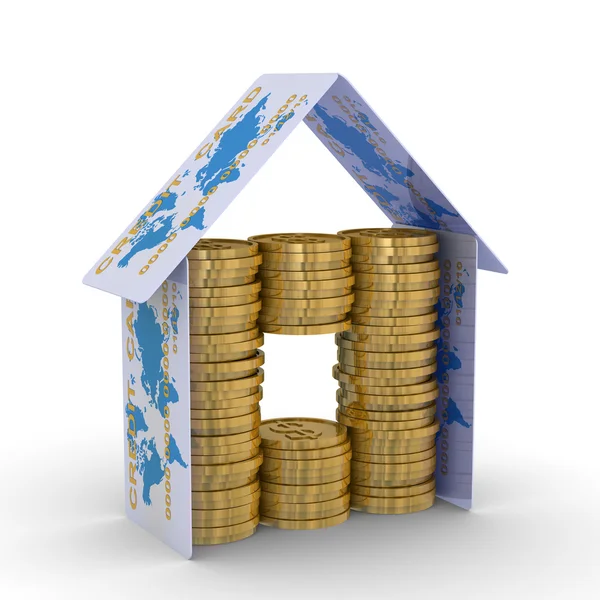 Monetaire huis op een witte achtergrond. 3D — Stockfoto