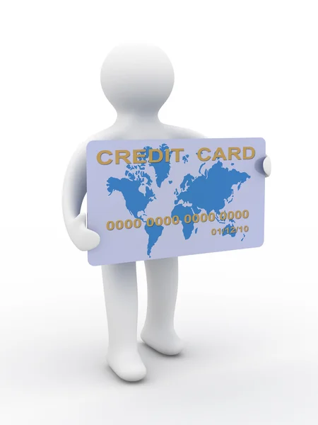 Businessman with a credit card on white — Stock Photo, Image