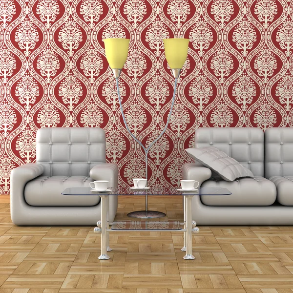 Interior of a living room. 3D image. — Stock Photo, Image