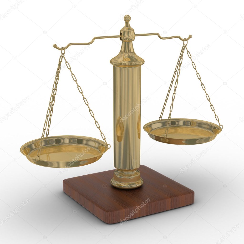 Scales justice on a white background