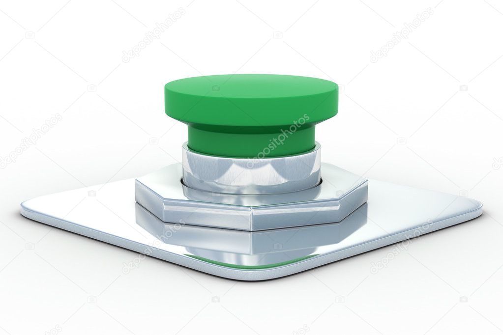 Green button on a white background