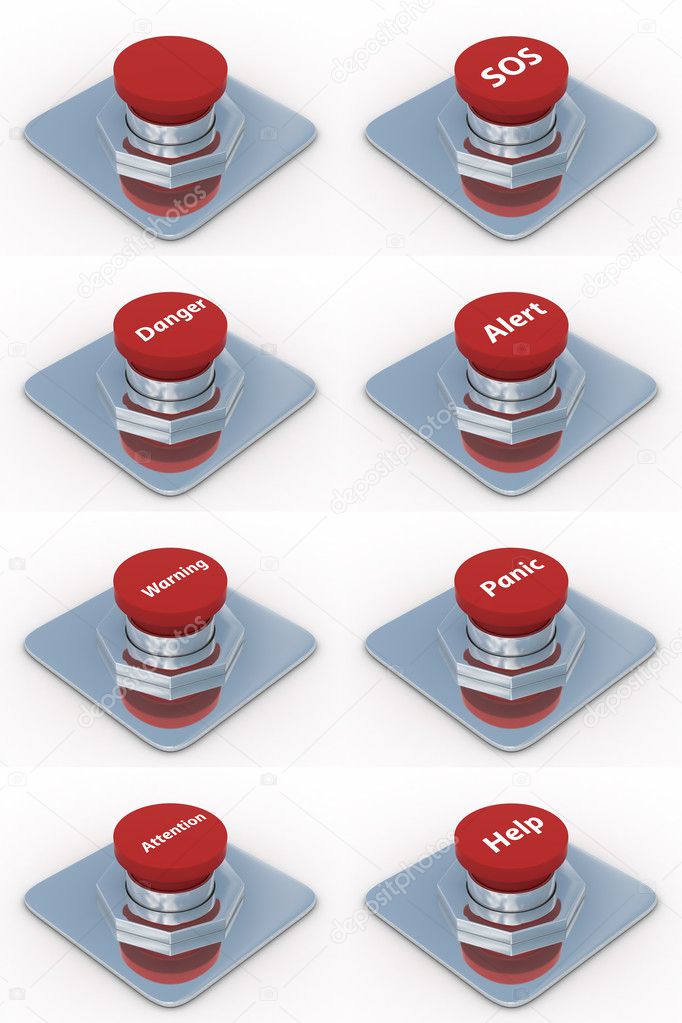 Set red buttons on a white background.