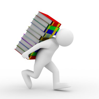 Student with bale books clipart