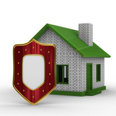 House and shield on white background clipart